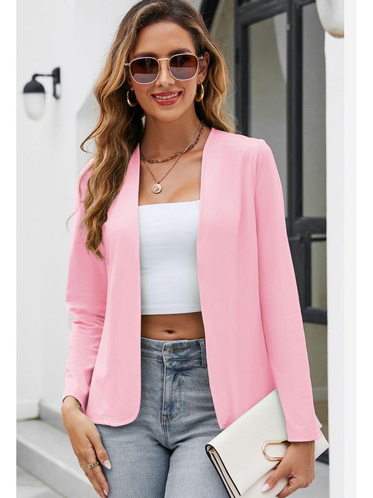 2026 Bestseller Slim Fit Long Sleeve Collarless Cardigan Blazer Jacket