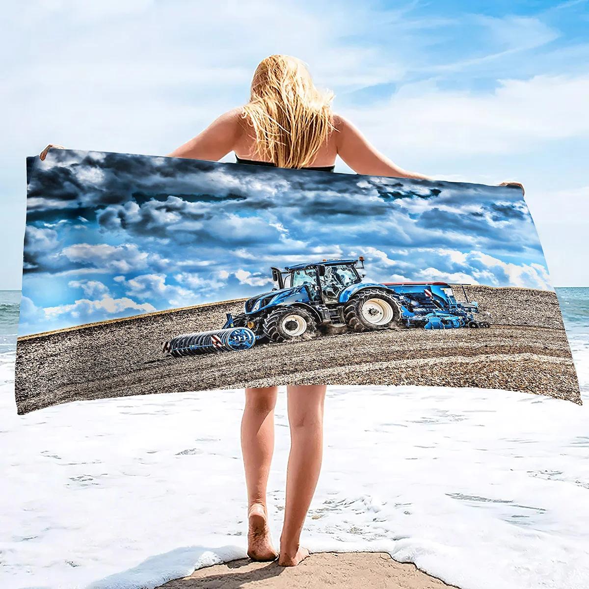 

Microfiber Tractor Beach Towel Sand Free Agricultural Vehicle Oversized Quick Dry Soft Bath Towels for Sports W40*H60(CM)