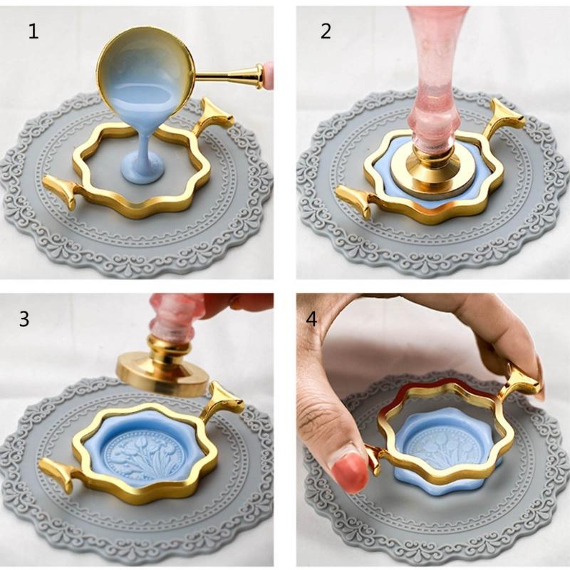 Feuerfarbe Wachssiegel Metall Wachssiegelform Runde Blumenform Umschlag Einladung Dekoration