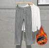 Men's Corduroy Casual Winter Pants with Plus Velvet - Korean Style Tapered Fit
