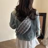 2025 Autumn New Retro College Style Plaid Foreign Style Personalized Plaid Trend Large Capacity Breast Bag Women's Fanny Pack