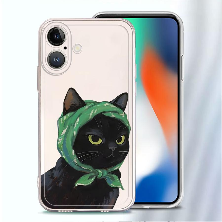 Cartoon Cat Soft Phone Cover Case for iPhone 17 Pro Max Air 7 8 16 11 14 Plus XS Max XR 12 Mini 15 13 Pro