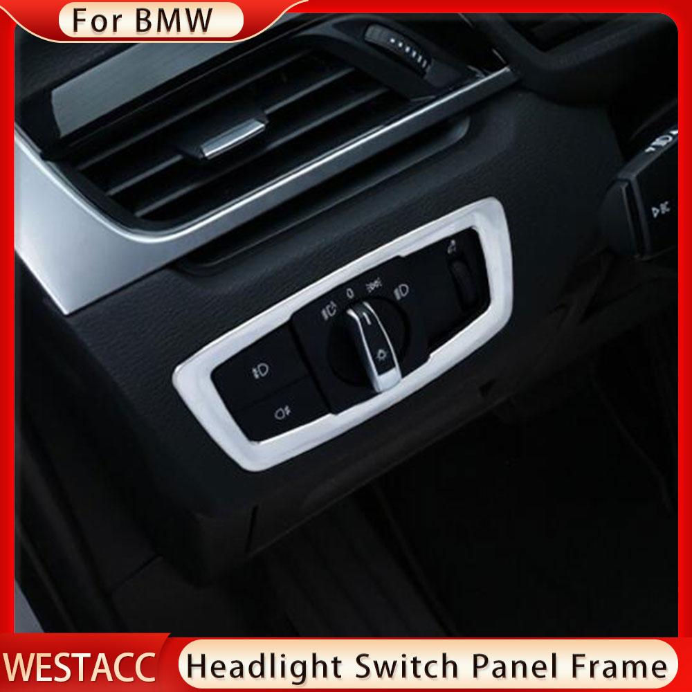 Auto Scheinwerfer Schalter Taste Rahmen Abdeckung Trim für BMW X1 F48 2016 2017 2018 X2 F39 Dekoration Aufkleber