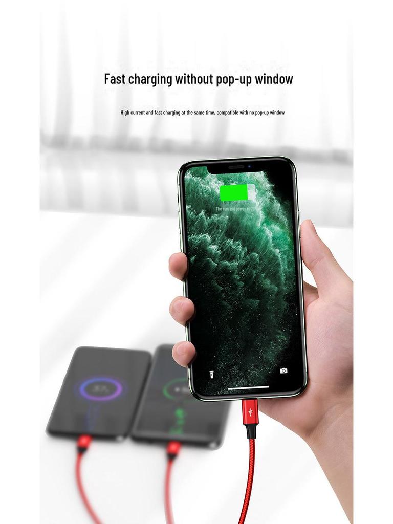 PISEN Aluminum Alloy 3-in-1 Braided Data Cable for Apple, Android, Type-C Devices