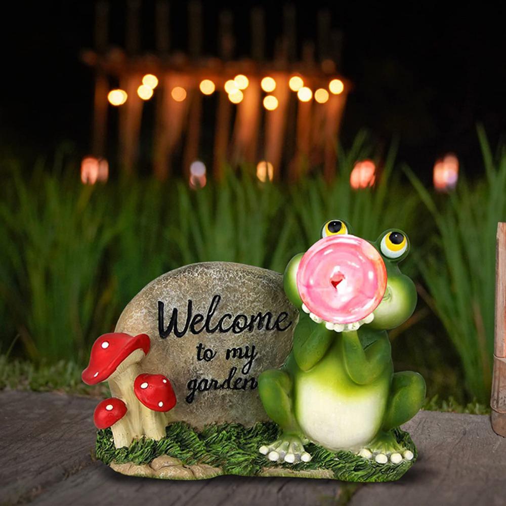 Solar Garden Light Frog Resin Statue Handicraft Ornament Garden Garden Landscape Decorative Light