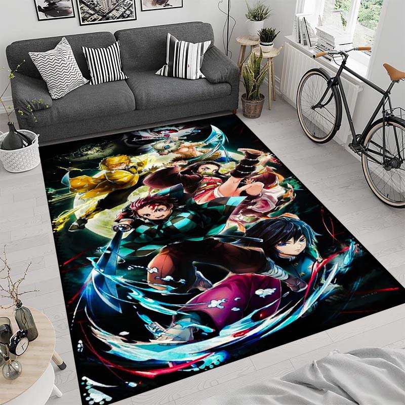 Anime-themed Kamado Nezuko Kimetsu No Yaiba Rug, Suitable for Playrooms, Bedrooms, Living Rooms, Sofas, and Other Home Décor;