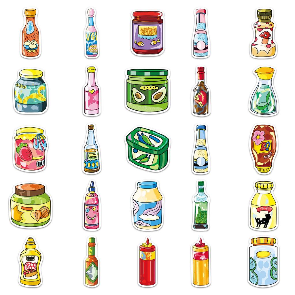 51 Sauce Cartoon Hand-Drawn Creative Waterproof Stickers for Suitcases, Earphones, Desktops