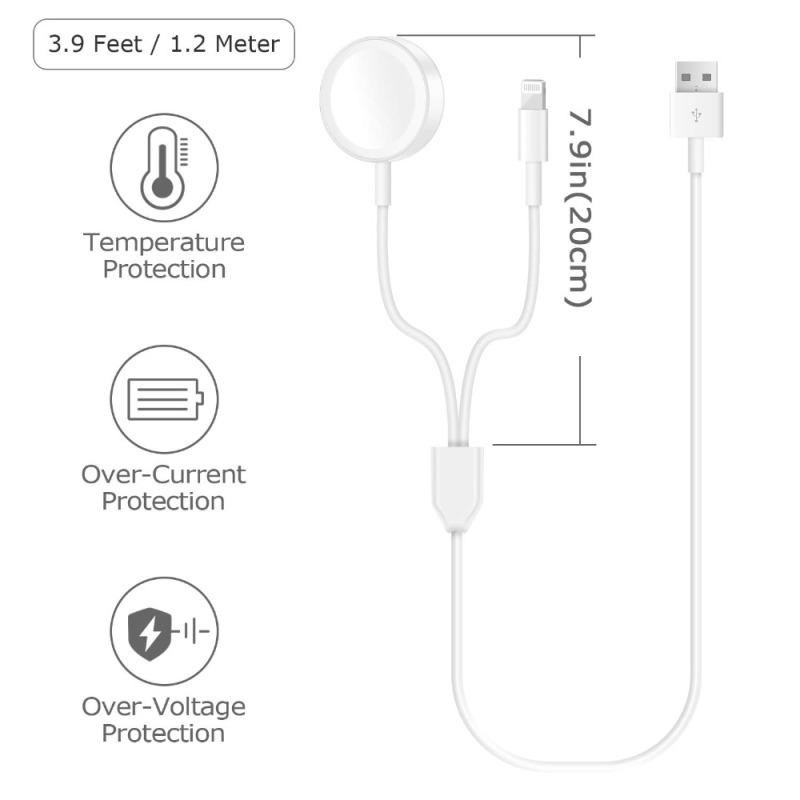 2 in 1 Wireless Charger for Apple Watch Series 1 2 3 4 USB Magnetic Charging Cable 3.3 feet/1meter