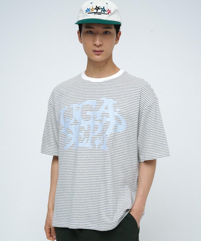 Yunibeoseugameonteu Striped Graffiti T-Shirt_Melange Grey