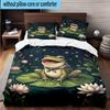 Frog In Top Hat Serenade 3pcs Bedding,Including 1pc Duvet Cover And 2pcs Pillowcases Perfect for Christmas,Ideal for Bedroom, Dormitory