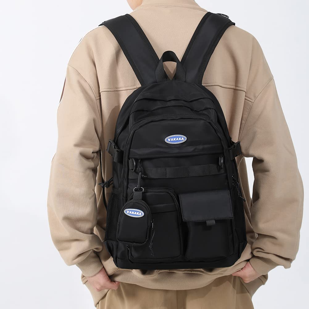 ZESU Korean Large Capacity Backpack for High School Outdoor Black Women's School, Students, Lightweight, Waterproof, Travel, School, Town, Commuting,