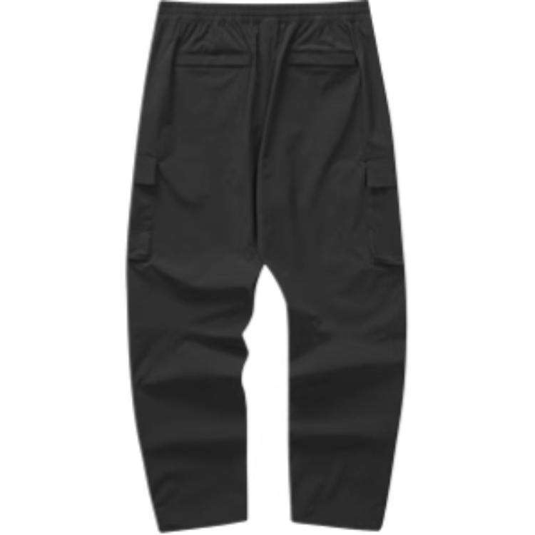 Skechers Strolling Series Solid Color Elastic Waist Straight Leg Casual Pants Men Bottoms Carbon-Black L223M084-0018