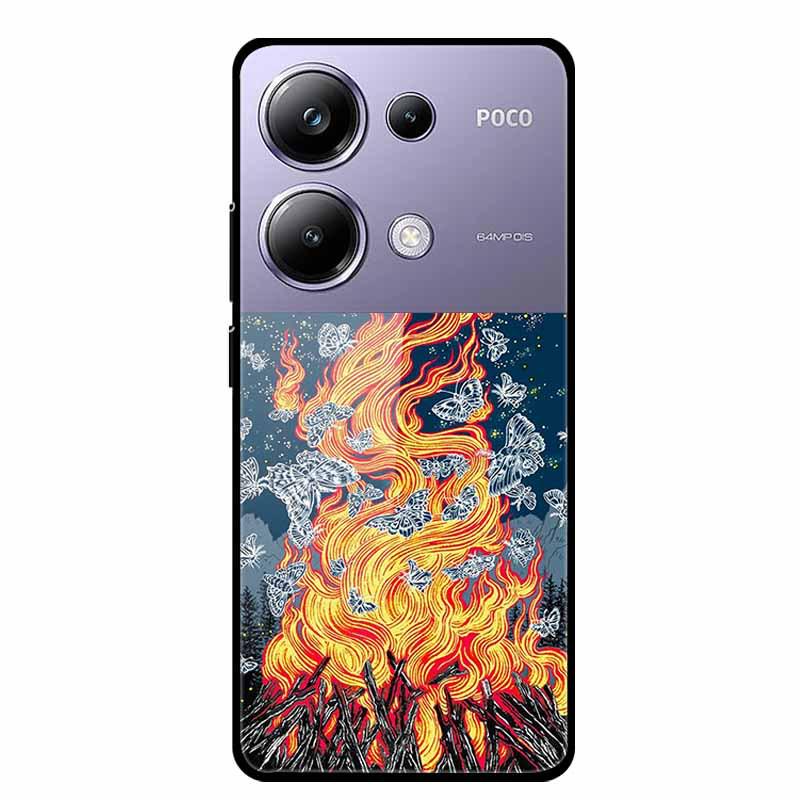 Colorful Aesthetic Tempered Glass Phone Case for Redmi 12 5G & POCO M6 PRO