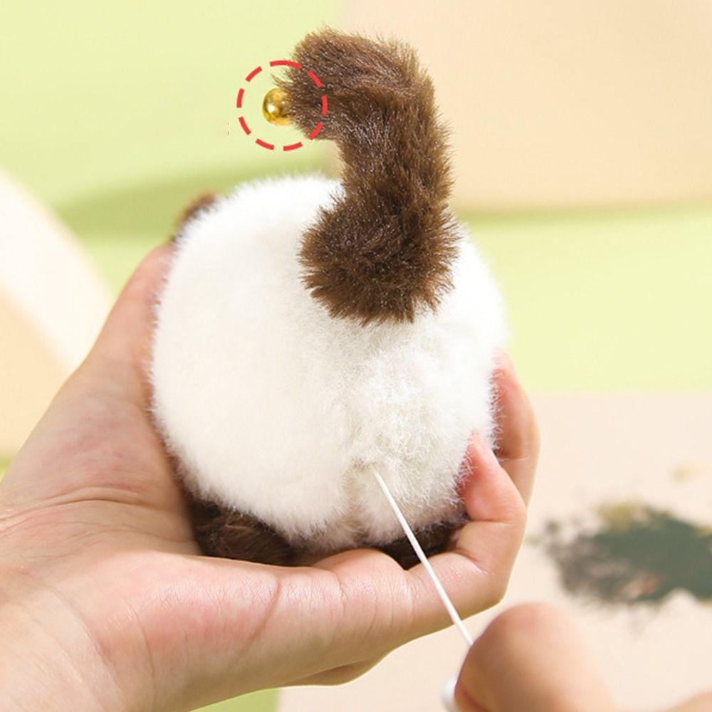 Cat Plush Tail Wagging Keychain Rabbit Kitten Doll Pendant Plush Bag Ornament  Bedroom Decoration