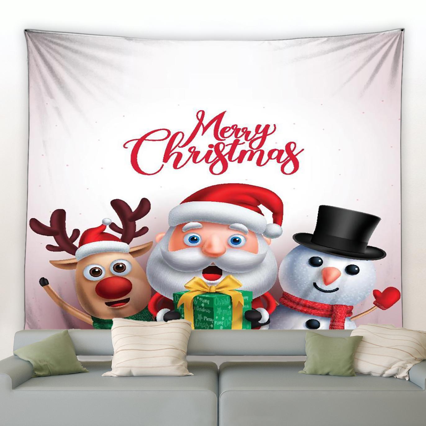

Милый гобелен с изображением снеговика и лося, мультфильм Санта-Клаус, с Рождеством, настенный, для праздника, Нового года, для гостиной, спальни 100x75cm