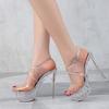14Cm crystal sandals women's heel large size Tao e-commerce women's shoes