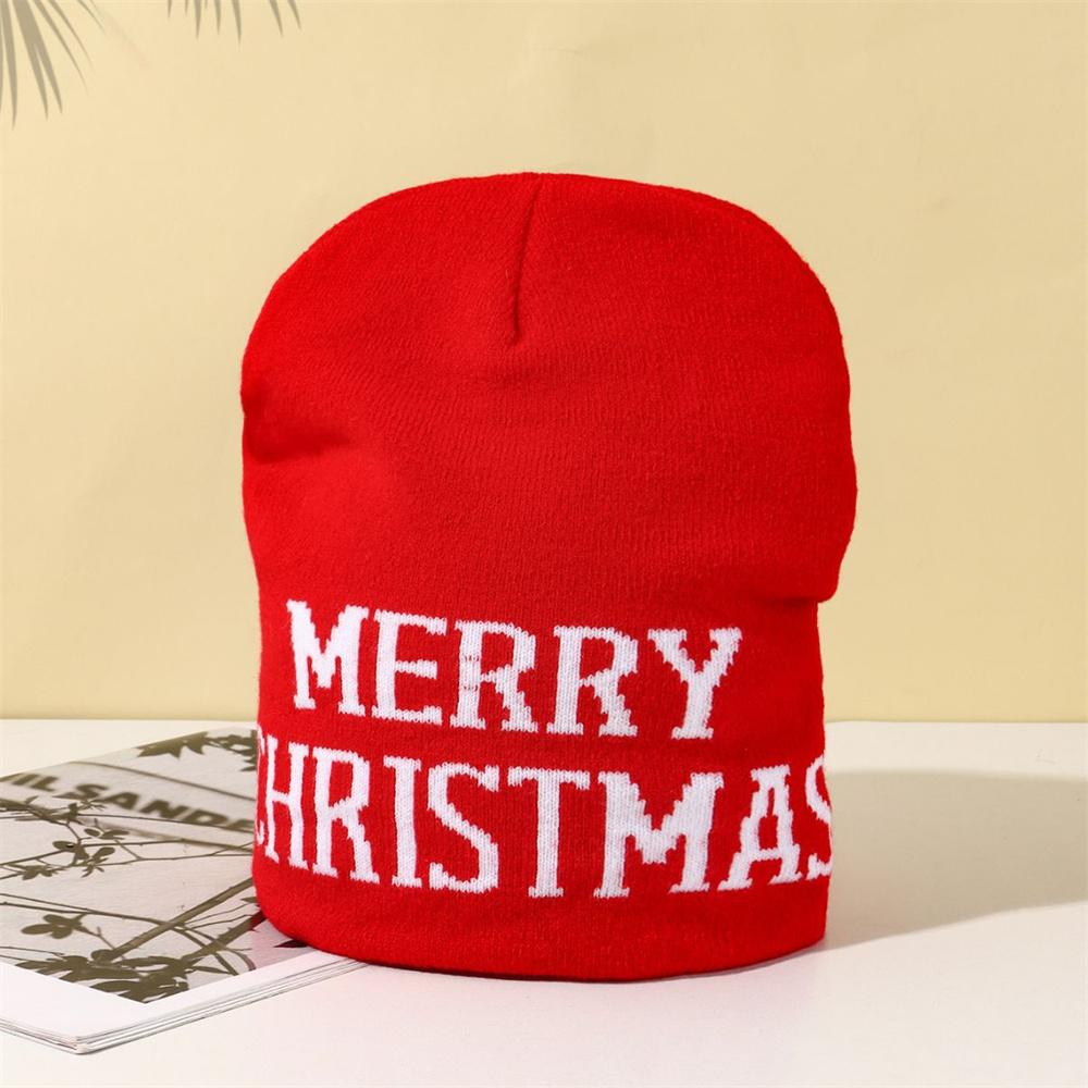 Knit Hat Red Xmas Cap Winter Hat Woolen Christmas Hat For Xmas Party Decor Winter Fashion Holiday Accessories