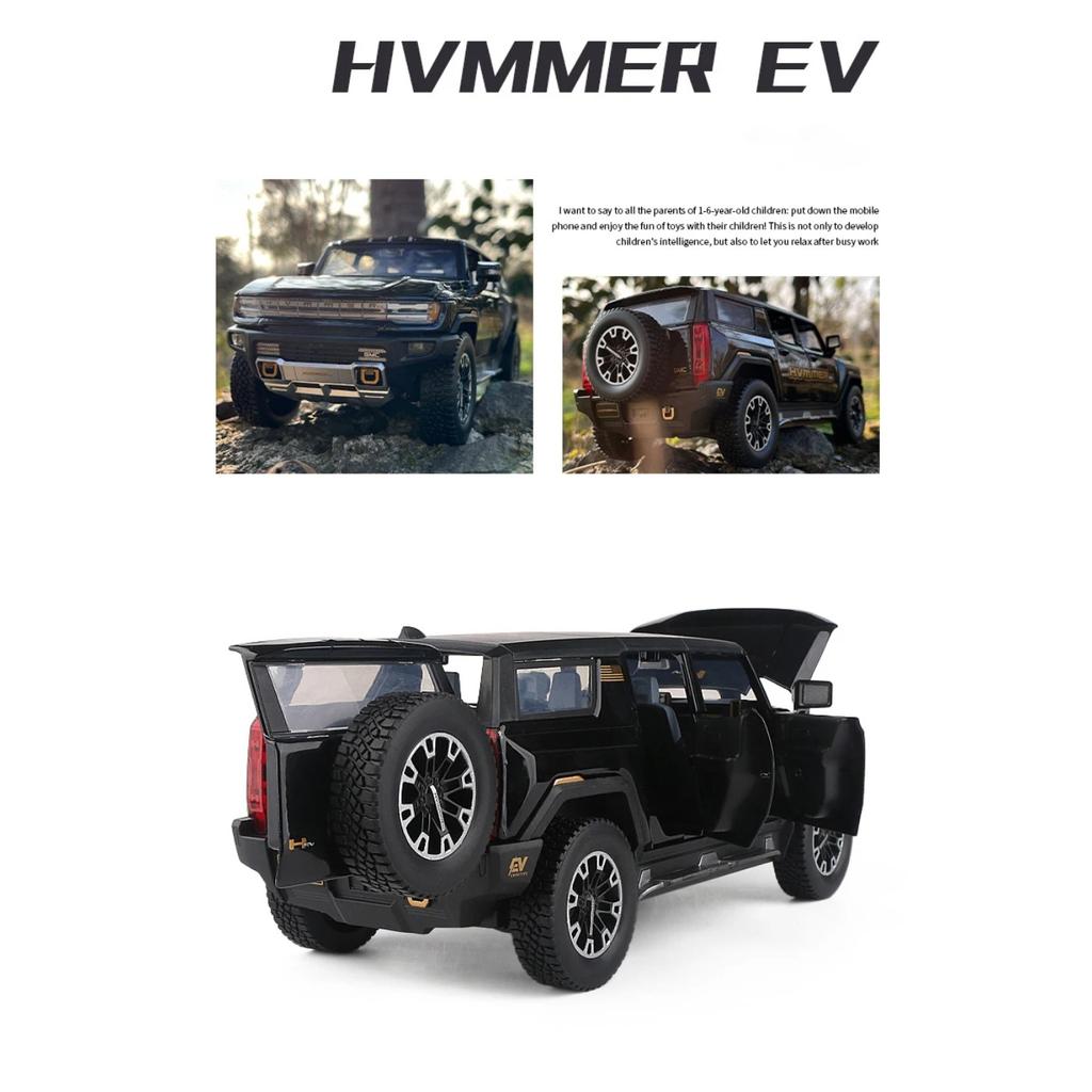 1/24 Hummer EV SUV Samochód terenowy ze stopu Metalowy model zabawki Dźwięk i światło Zabawka dla dzieci Kolekcjonerskie Prezenty urodzinowe