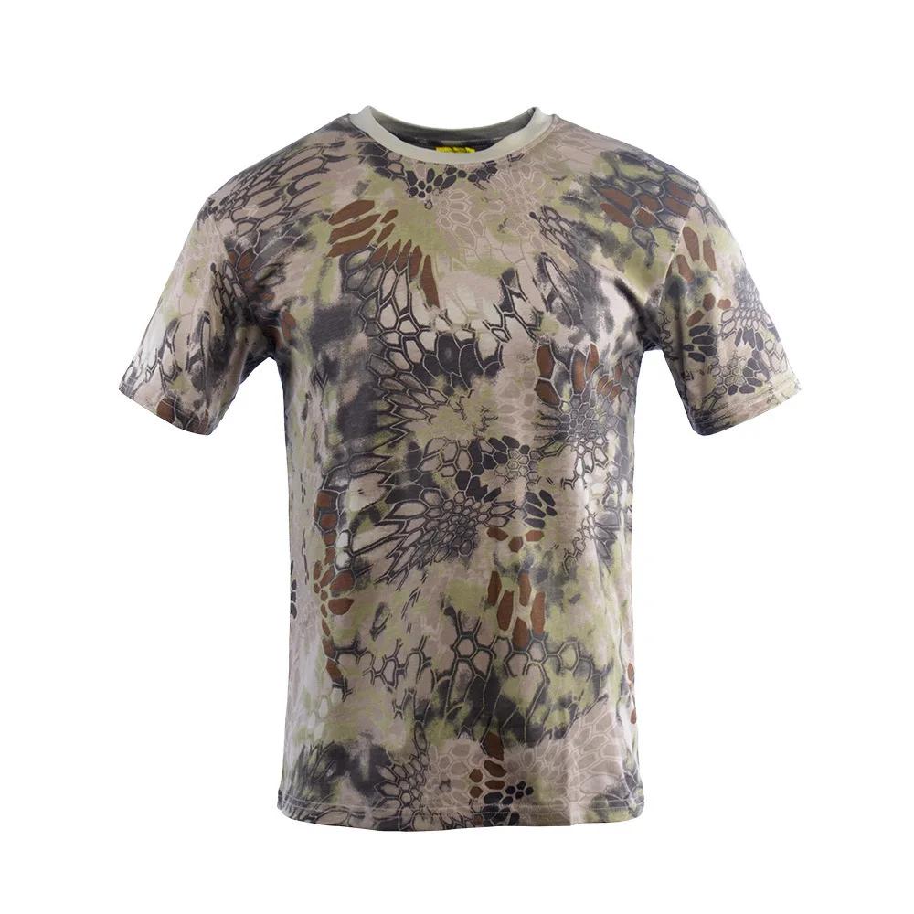 100% Baumwolle Taktisches T-Shirt Kurzarm Schnelltrocknend Jagdhemden Herren Camouflage Outdoor Sport Arbeit Training Airsoft Gefechtshemd