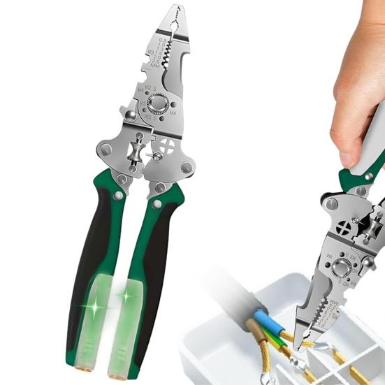 Wire Stripper with Voltage Tester Ergonomic Handle High Precision Compact Portable Multi-function Electric Wire Stripping Tool