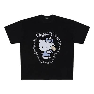 Cartoon Anime T Shirt Hello Kitty Graphic Cotton Tee Shirt Short Sleeve T-Shirts Women Tops Vintage Casual Loose Men Clothing