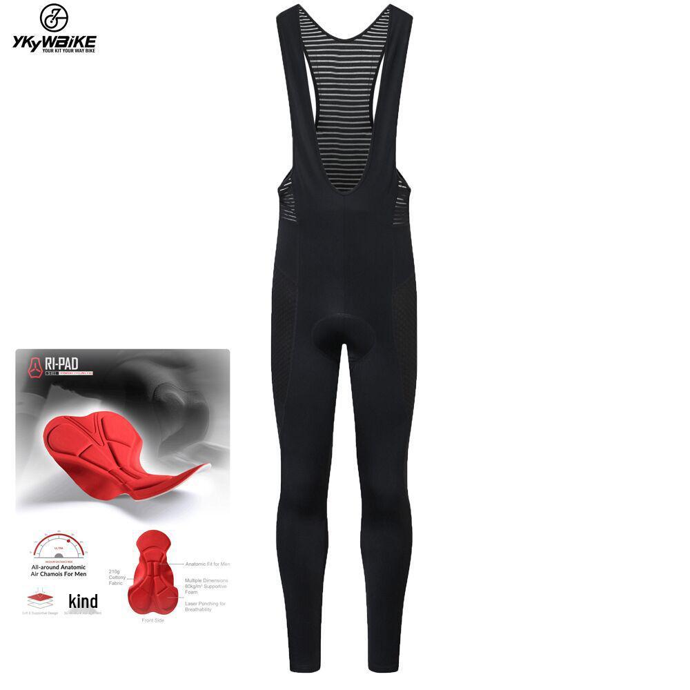 

YKYWBIKE Men s Cool & Breathable Solid Color Cycling Bib Tights XL чорний