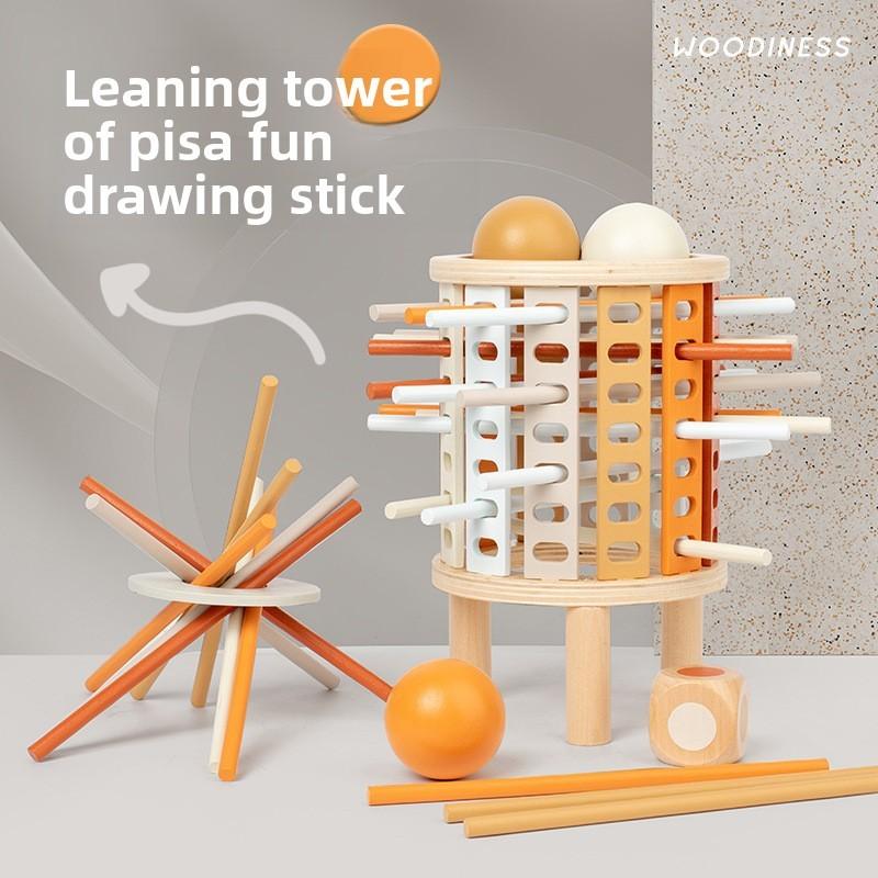 Wooden Tower Puzzle Game For Kids With Dice And Party Play Set