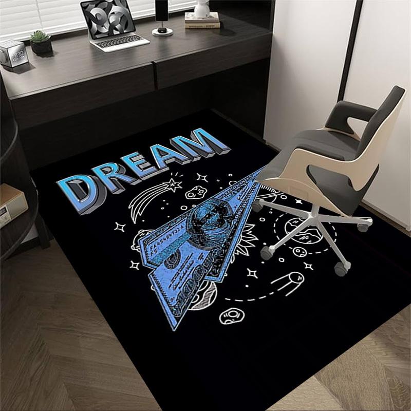 

1pc Dream Money Home Office, Durable Polyester Floor Mat with Easy, Office Decor, Urban Style, Nonslip Backing 60cm by 90cm