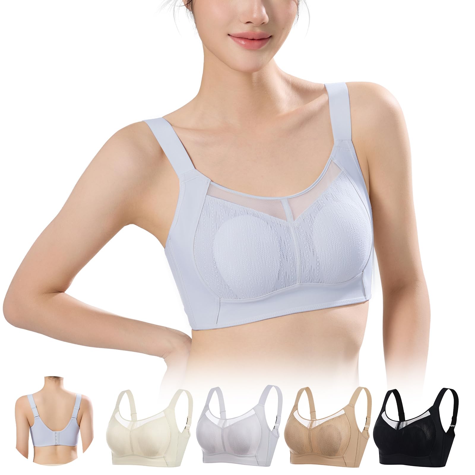 

Veimia Bra Wide and High Underarm Slimming Thin Fabric for Firm Support and Stable Breast Wear Bust-Slimming [Instant Slimming, Straps, Anti-Sway]