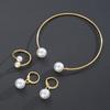Vintage Style Imitation Pearl Earrings Ring Bangle Simple Design Gold Color Jewelry  Party