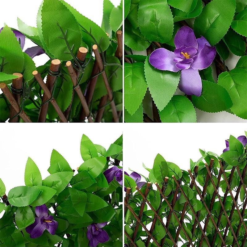 2M Kunstig Hekk Blomsterblad Hagegjerde Vegg Personvernskjerm Espalier