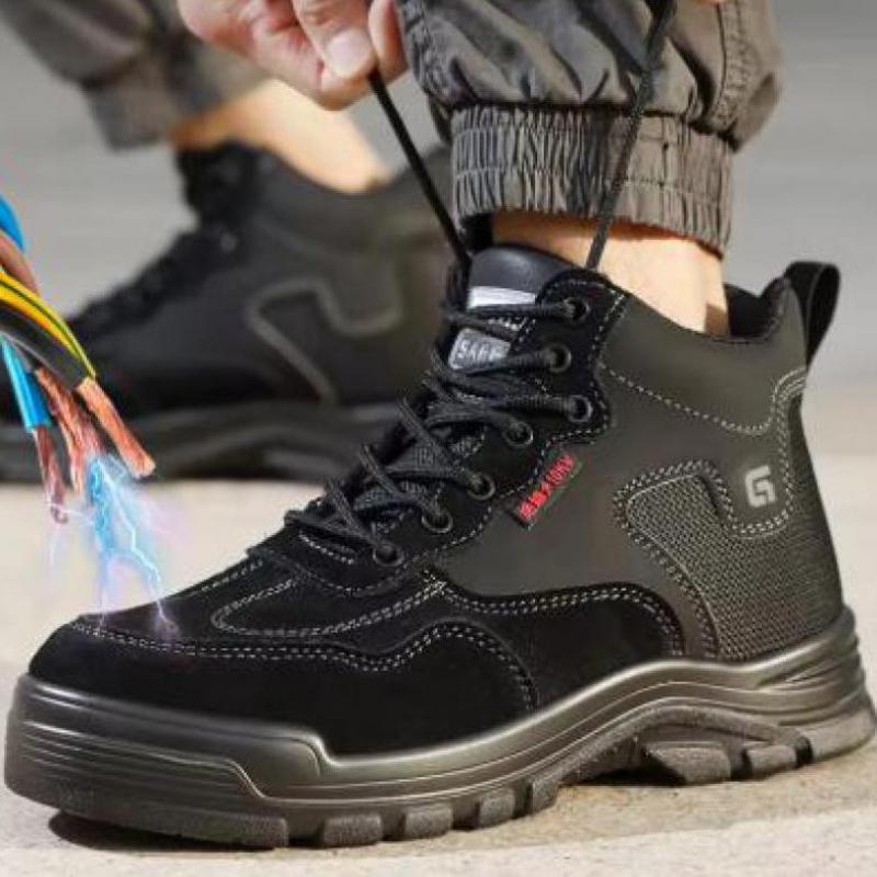 High-top 10kv Insulated Shoes Men Protective Boots Plastic Toe Anti-smash Non-slip Safety Sneakers Indestructible Boots Men