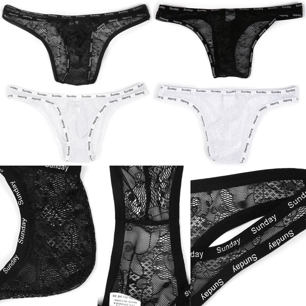 Men Sexy Mesh U Convex Large Pouches Panties See-Through Transparent Lace Hot Briefs Mini Micro Men's Knickers 18 Adult Clothing