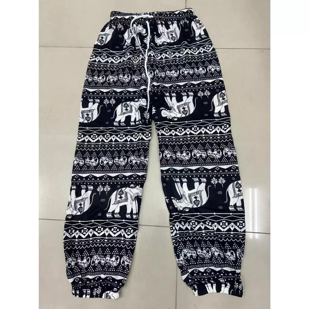 Elefanten Hose Lang Weites Bein Verstellbarer Elastischer Bund Riemen Unisex Damen Herren Druck Thailand Lässig Streetwear Strand Boho Retro Vintage
