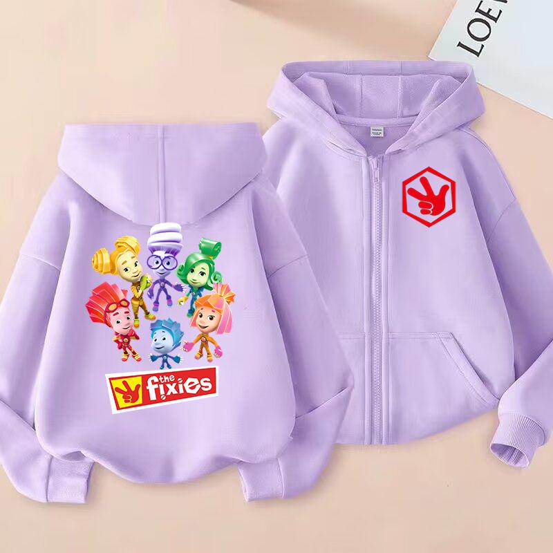 The Fixies Zip Up Hoodie Children Clothes Boys Zipper Sport Shirt Fashion Girl Zipper Sweatshirt Xmas Gift Baby Casual Tops