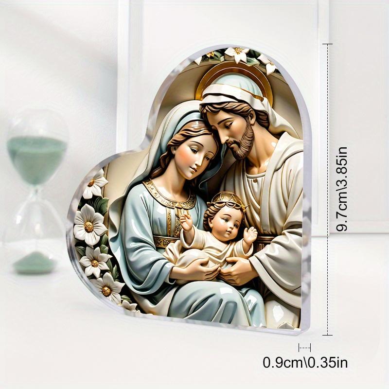 Nativity Scene Ornaments, Floral Accents, Keepsake The Birth of Jesus Decor, Religious Gift for Family Friends and Christian, Nurseries, Home Desk Li