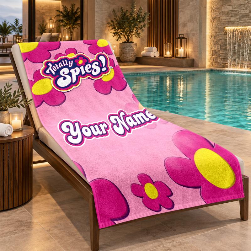 Custom Name Totally Spies Beach Towel Personalized Text Soft Towel Swimming Travel Bath Gift