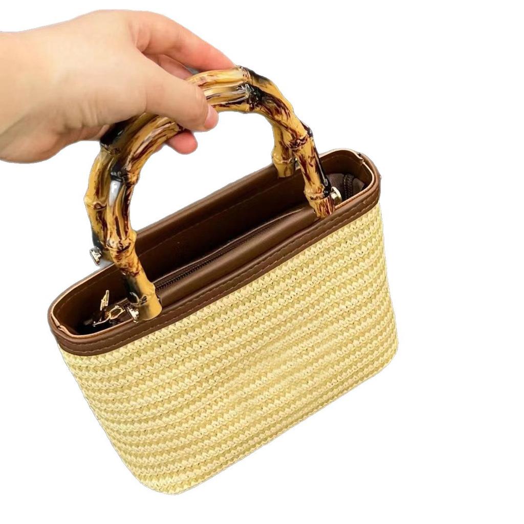 Straw Basket Small Bag for Women, New Fashion Woven Handbag, Spring Summer Textured Crossbody Bag