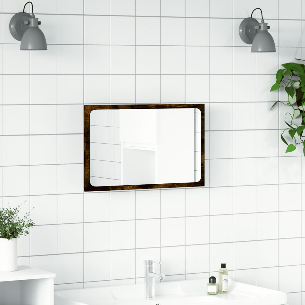 LED Bathroom Mirror in Sonoma Oak 60 x 8.5 x 38 cm Engineered Wood