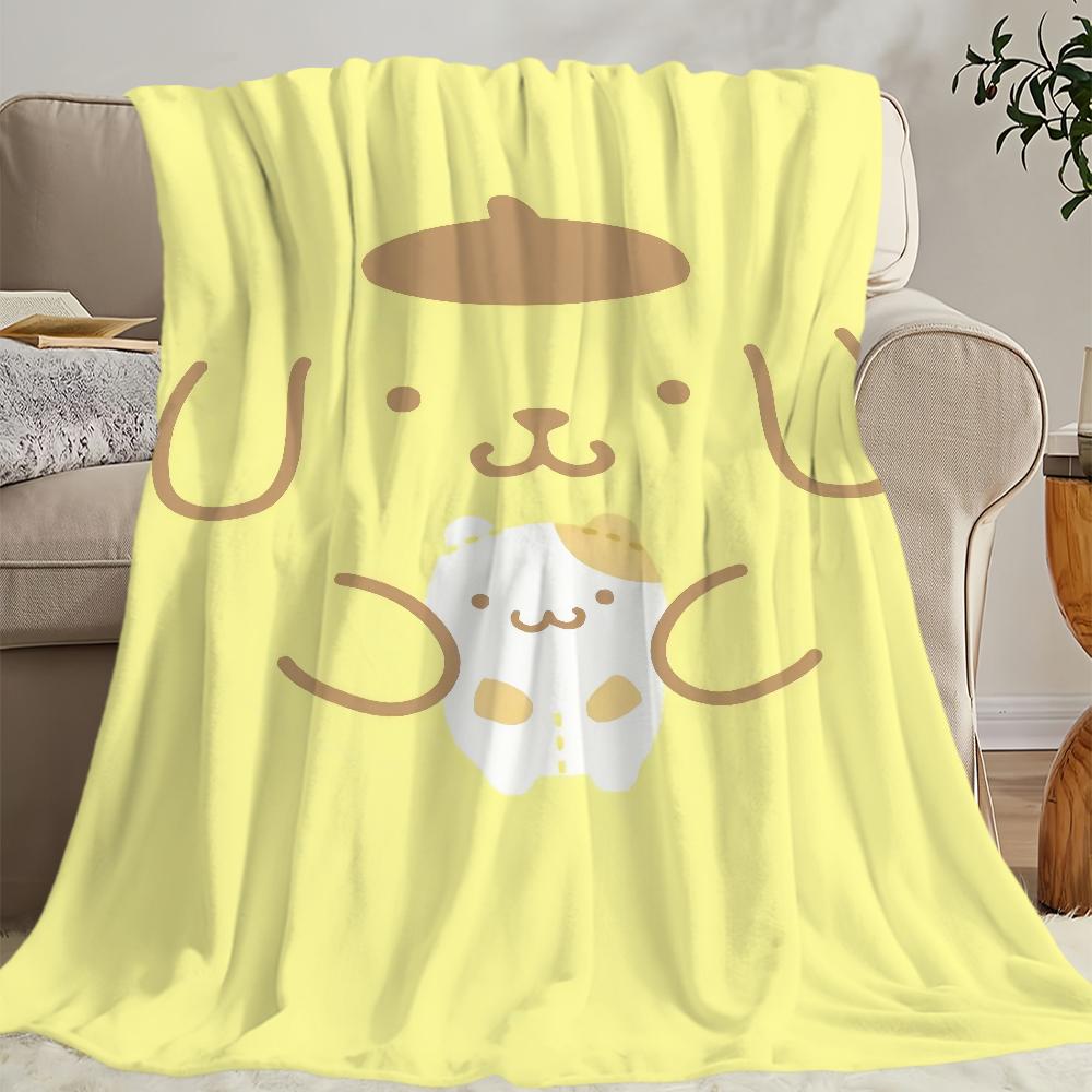 Four DOG Seasons Warm Soft Plush Blanket Purin for Sofa Cartoon Living Room Cute Office Bedroom P-PomPom Travel Gift Flannel