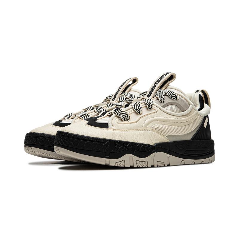 New LiNing CF Pursuit Of Honor 4 Low Top Skateboard Skate Shoes Unisex Beige Black AGLU291-1