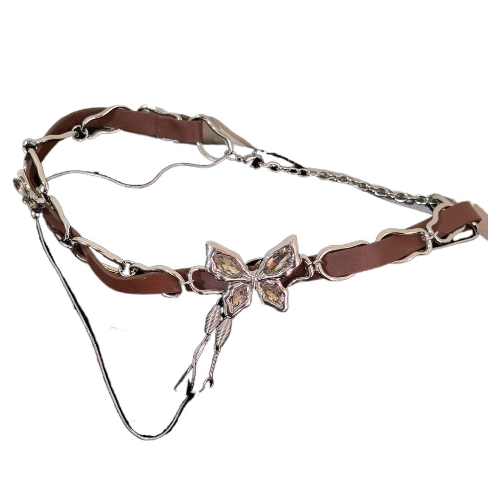 

Brown Spice Girl Necklace Rhinestone Butterfly Pendant Choker Girls Gifts коричневый