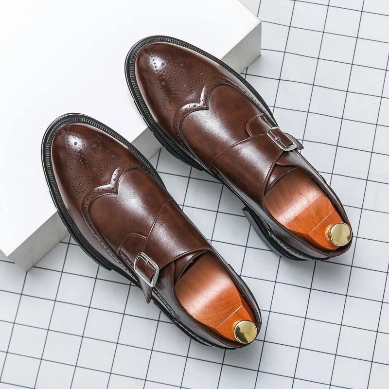 Móda Jaro Nový Vintage Design Oxfordské Boty Silná Podrážka Zvýšení Společenské Kožené Kancelářské Ležérní Boty Pánské Vyřezávané Ručně Vyráběné Business Boty