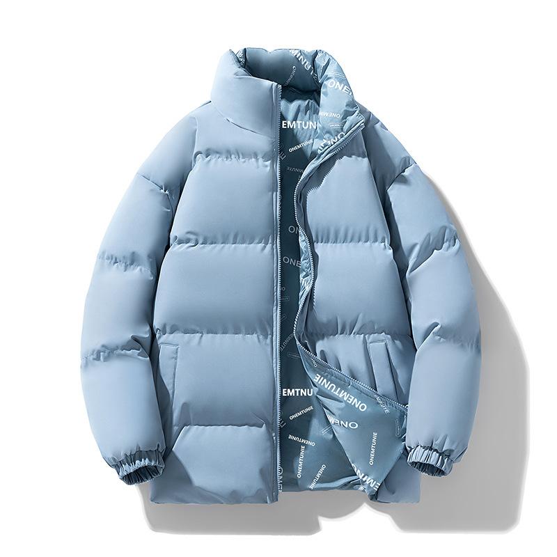 Young Men s Stand-up Collar On Both Sides of The Cotton-padded Jacket, Windproof Warm Clothes, Japanese and Korean Sports Jacket. M синий