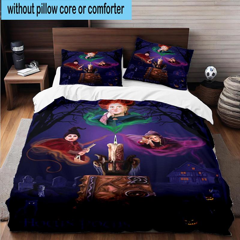 3PCS Halloween witches 3pcs Bedding,Including 3PCS Duvet Cover And 2pcs Pillowcases Perfect for Christmas,Ideal for Bedroom, Dormitory