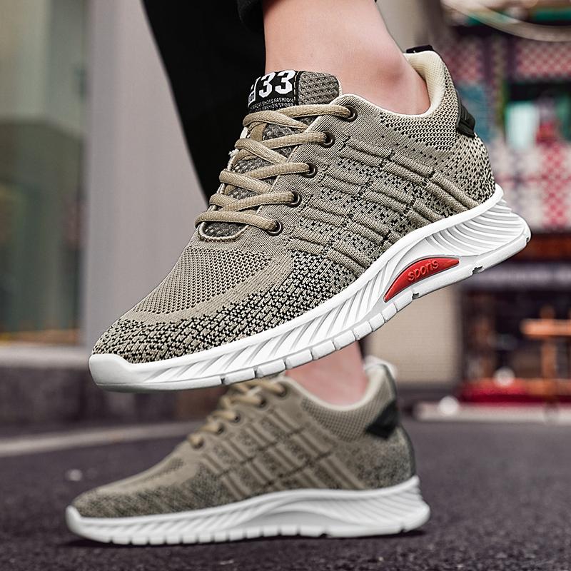Sneakers Men Elevator Shoes Height  Man Mesh Tall Fashion Sports Plus Size 37-46
