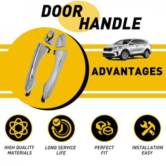 Front 2X Left & Right Side Exterior Door Handle For Kia 2016- Sorento Chrome
