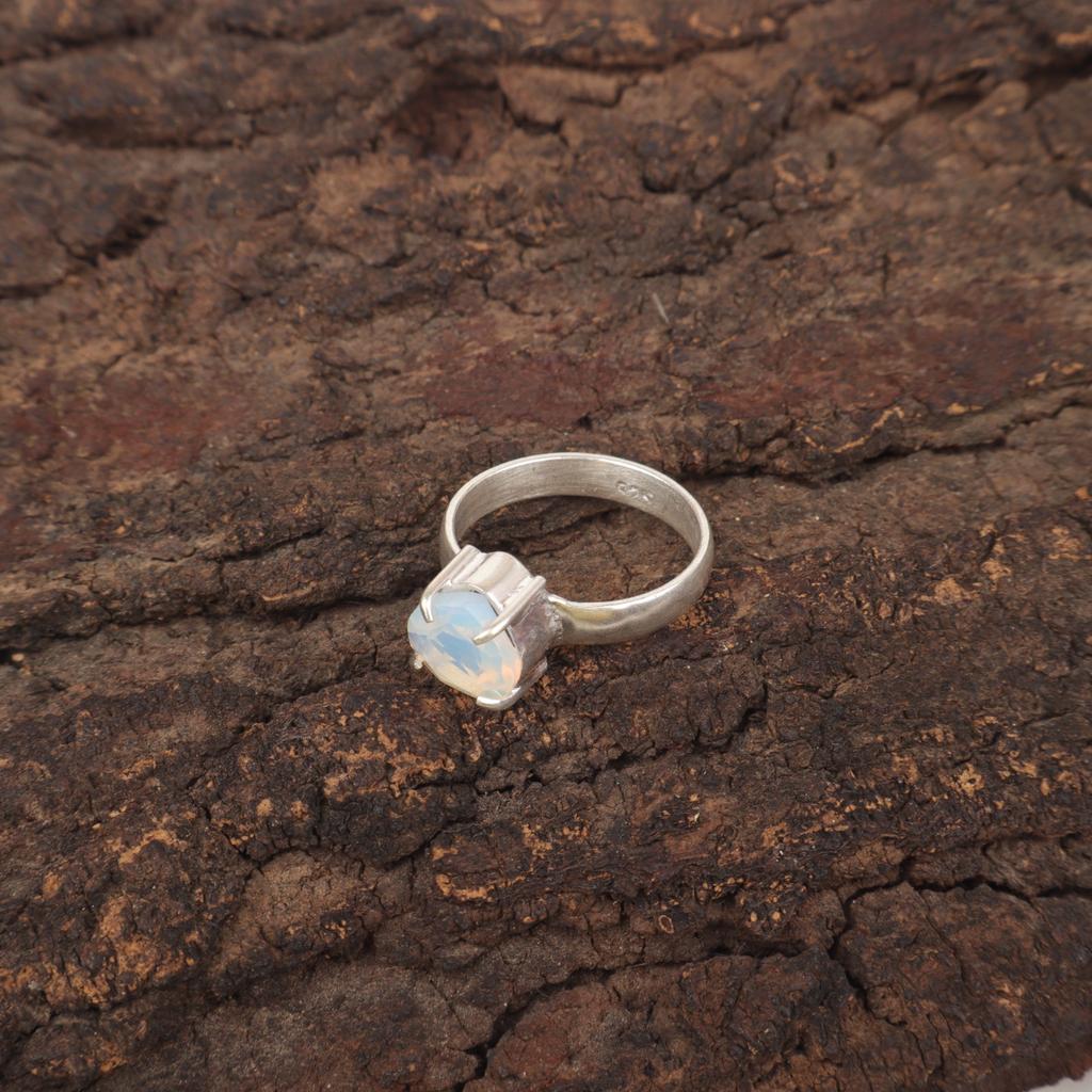 Milky Opal Gemstone 925 Sterling Silver Birthday Gift New Cocktail Handmade Ring RR-43-13