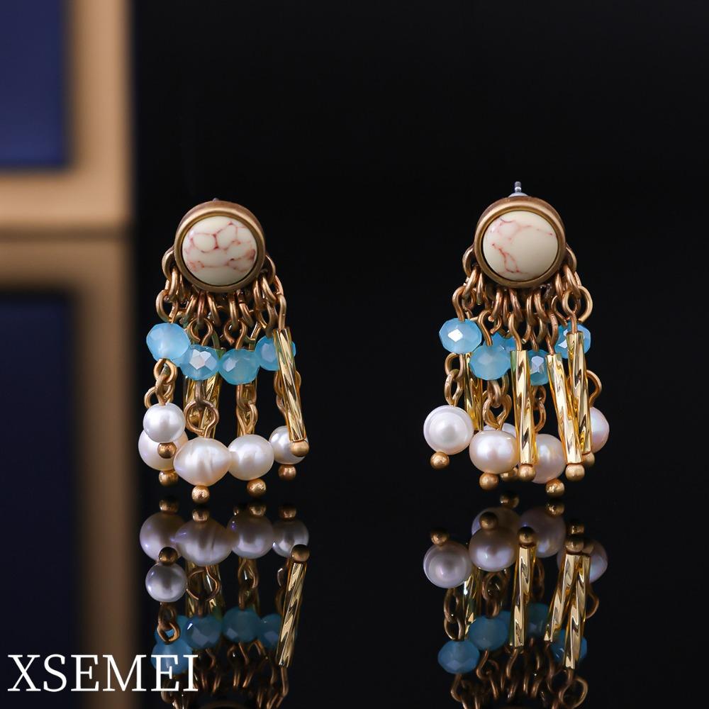 Retro Heavy Industry Natural Turquoise Tibetan Travel Shoot Ethnic Style Photo Dance Clothing Sweater Chain Yunnan Travel Shoot