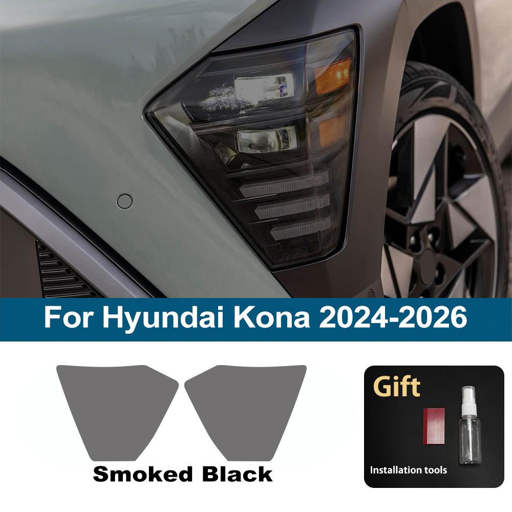

Custom Fit TPU PPF for Hyundai Kona 2026-2026 High Gloss Smoke Black Pre Cut Headlight Protective Film Anti-Scratch Vinyl Wrap For Kona 24-26 SMK